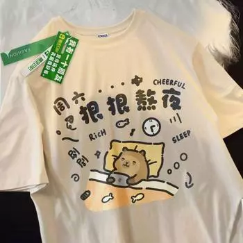 Футболка из хлопка белого цвета с короткими рукавами для женщин, лето 2025, новая свободная футболка большого размера XS