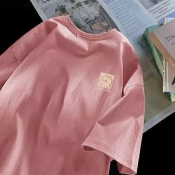 Футболка из хлопка с коротким рукавом, женская, свободная, модная, со средним рукавом, летняя, винтажная футболка XS