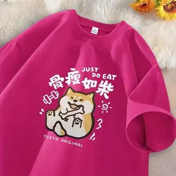 Футболка из хлопка с круглым вырезом и коротким рукавом, женская свободная футболка с принтом на весну и осень XS