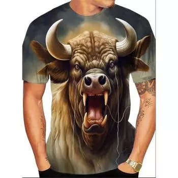 Футболка из искусственного хлопка, летняя повседневная футболка с 3D-принтом, мужская модная унисекс-топы с коротким рукавом и круглым вырезом в стиле хип-хоп S