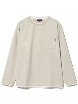 Футболка из искусственной замши с круглым вырезом и длинным рукавом цвета слоновой кости S [Beams Heart] Футболка с длинными рукавами для мужчин слоновая кость