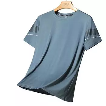 Футболка из ледяного шелка, мужская летняя повседневная тонкая свободная мужская спортивная футболка с короткими рукавами, быстросохнущая футболка для фитнеса с круглым вырезом XXXXXL