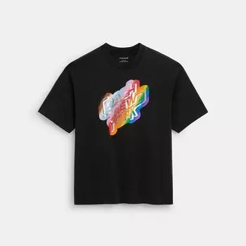 Футболка из органического хлопка Coach Rainbow New York черного цвета Medium