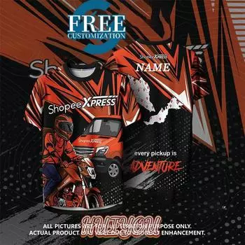 Футболка J&T Express Red Sublimation / Aa Baju J&t Red Microfiber Big Plus Size / Футболка J&t XXS