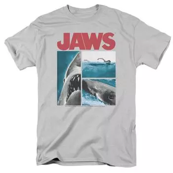 Футболка Jaws Instajaws Shark Movie Retro, серебряная футболка унисекс S
