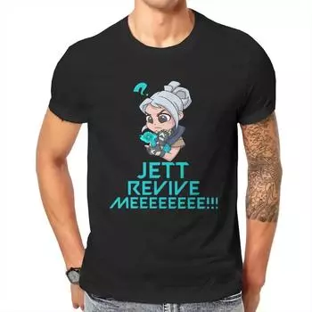 Футболка Jett Revive me VALORANT Game, классическая графика, большой размер, футболка с круглым вырезом, распродажа, мужская футболка Harajuku с коротким рукавом S