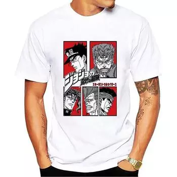 Футболка Jojo Bizarre Adventure, дизайн манги, аниме, крутая новинка, забавная футболка, стильная мужская футболка с принтом M белый