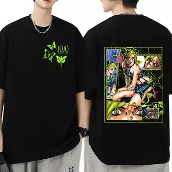 Футболка JoJo Bizarre Adventure Stone Ocean, аниме Джолин Куджо, футболки с принтом, мужская и женская модная футболка с короткими рукавами, уличная одежда S чёрный