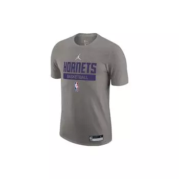 Футболка Jordan Hornets Training с принтом алфавита и круглым вырезом, с короткими рукавами, мужские топы, серая, DR6455-063 XL