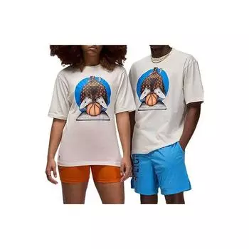 Футболка Jordan Letter Logo Print, хлопковая, с круглым вырезом, короткими рукавами, унисекс, топы, парус HF5472-133 L