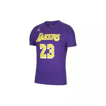 Футболка Jordan NBA Statement Edition Los Angeles Lakers LeBron James # 23 Basketball Performance с короткими рукавами Мужские топы цвета фиолетового цвета CV9987-551 M