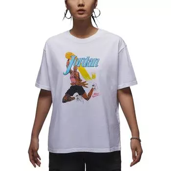 Футболка Jordan Printed Loose-Fit Drop Shoulder T Shirt Women Tops White Black FV7123-100