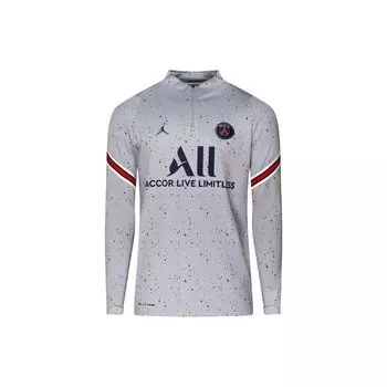 Футболка Jordan PSG Collaboration ADV Elite с полумолнией и длинными рукавами, мужская футболка с логотипом, серая DH7555-013 M