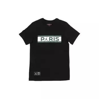 Футболка Jordan x PSG Paris Saint Germain с надписью Black/Noble Green/White Мужская уличная одежда DB6510-010