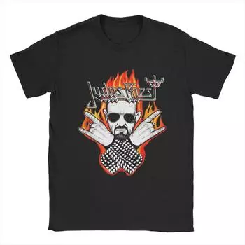 Футболка Judas Priest для мужчин, футболка Crazy Tee Shirt с коротким рукавом и круглым вырезом, хлопок 4XL 5XL 6XL Одежда S чёрный