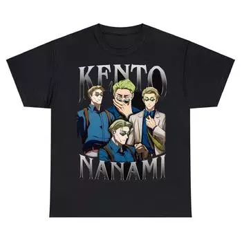 Футболка Jujutsu Kaisen Kento Nanami, стильная уличная винтажная мужская и женская, 100% хлопок, аниме, Harajuku, забавные повседневные футболки унисекс S