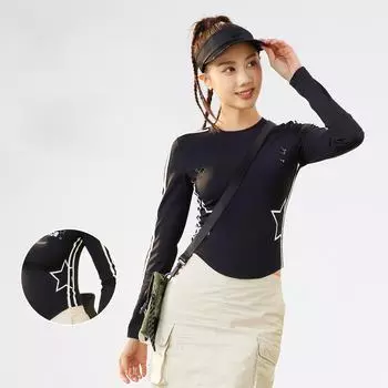 Футболка Juyitang Retro Ribbon Print Slim Fit с длинным рукавом L белый