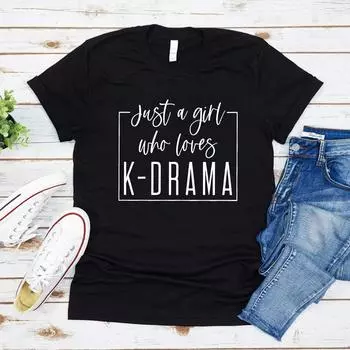 Футболка K Drama Футболка K-Drama Addict Футболки с корейской графикой K Drama Obsessed Футболка K-pop Lover Женская футболка с коротким рукавом S серый