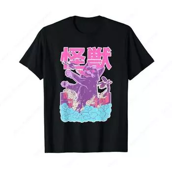 Футболка Kaiju Vintage Japanese Anime Cat Pastel S чёрный