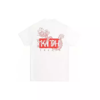 Футболка Kith SS24 Year Of The Dragon с карманом и принтом на спине в винтажном американском стиле, топы унисекс, белые KHT030116-101 XL