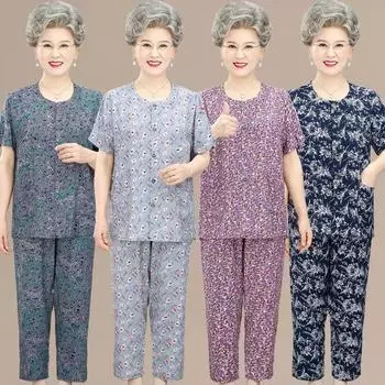 Футболка, комплект брюк, домашний комплект из двух предметов с коротким рукавом, женский комплект домашней одежды, топ с цветочным животным принтом, топ, брюки, одежда для сна, женский комплект домашней одежды XXXXL