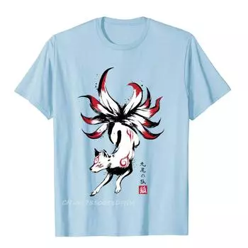 Футболка Kyubi No Kitsune Sumi-E Amaterasu Okami Wolf, японская футболка для мужчин, хлопковые мужские топы и футболки премиум-класса, новые футболки XXXL