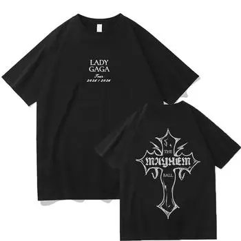 Футболка Lady Gaga MAYHEM с перекрестным вырезом, модные графические футболки для мужчин и женщин, хлопок, высококачественная одежда, уличный топ для активного отдыха XS
