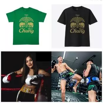 Футболка Lager Beer Chang Elephant Muaythai Kickboxing MMA UFC Боевые искусства Спорт Хлопок с коротким рукавом Круглый вырез