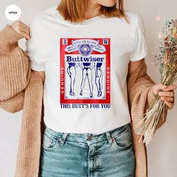Футболка Lana Del Rey Buttwiser, забавная женская футболка с винтажным логотипом пива, пародия на графические футболки в стиле 90-х, музыкальный топ, товары для фанатов S белый