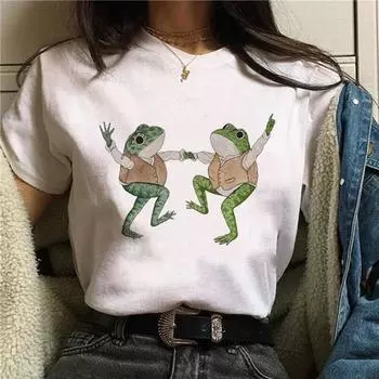 Футболка Leisure Academy Style Cartoon Frog, весенне-летняя футболка Leisure Large, женская футболка Ulzzang Harajuku, модная универсальная короткая футболка S