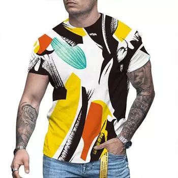 Футболка летняя европейско-американская уличная 3D цифровая печать мужская спортивная футболка с коротким рукавом летняя футболка S