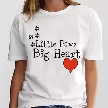 Футболка Лето Paw Love Heart Собака Кошка Домашнее животное Женская модная футболка с принтом с коротким рукавом Женская женская одежда Повседневная футболка с рисунком S