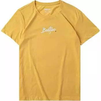 Футболка Li Ning Bad Five Letter с круглым вырезом, удобная, дышащая, универсальная, свободная, с коротким рукавом, женская футболка молочно-конфетно-желтого цвета AHSQ112-2 S