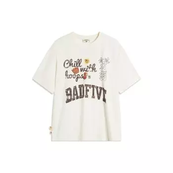 Футболка Li Ning Badfive Casual Tea Letter с круглым вырезом, свободная, дышащая, удобная, с коротким рукавом, мужская, топы, цвет не совсем белый AHSU917-1 M