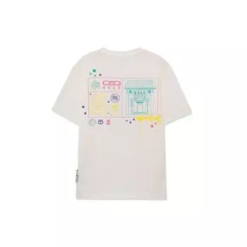 Футболка Li Ning Badfive Cultural с принтом букв, мужские топы бежевого и белого цвета AHSRB49-3 L