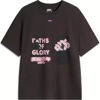 Футболка Li Ning Badfive с круглым вырезом и принтом букв, удобная, дышащая, свободная, с коротким рукавом, мужская, цвет черный, шоколадный AHSUD35-1 XL