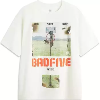 Футболка Li Ning Badfive с круглым вырезом и принтом в виде буквы, удобная, дышащая, универсальная, свободная, с коротким рукавом, мужская, цвет не совсем белый AHSU153-1 S