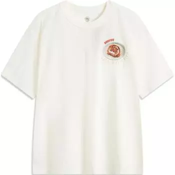 Футболка Li Ning Badfive с принтом в виде букв и круглым вырезом, удобная, дышащая, свободная, с коротким рукавом, мужская, футболки белого цвета AHSUD57-1 2XL