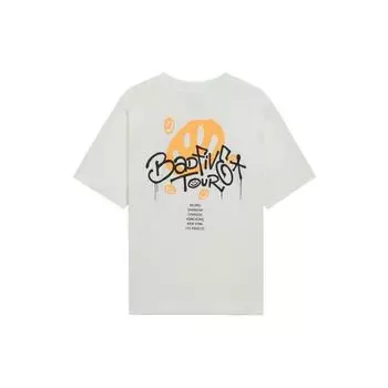 Футболка Li Ning Badfive с принтом в виде смайликов и граффити с круглым вырезом и коротким рукавом, женские топы, облачно-белого цвета AHSS408-1 XL