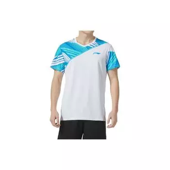 Футболка Li Ning Badminton Series Color Block Splicing, быстросохнущая, дышащая, повседневная, с коротким рукавом, унисекс, белая AAYU153-2 2XL