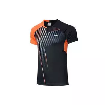 Футболка Li Ning Badminton Series для бадминтона, быстросохнущая, повседневная, спортивная, с коротким рукавом, для мужчин, черная AAYR199-3 L