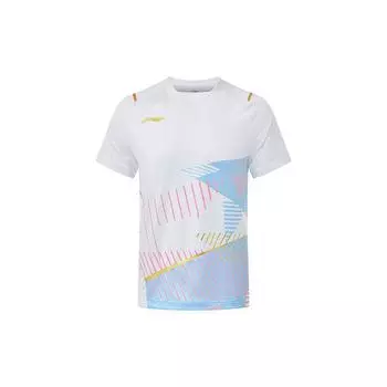 Футболка Li Ning Badminton Series Quick-Dry Antibacterial Casual с коротким рукавом для мужчин, стандартная белая AAYT017-2 M