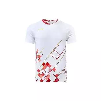 Футболка Li Ning Badminton Series с буквенным логотипом, спортивная, быстросохнущая, дышащая, с коротким рукавом, мужская, белая AAYT015-1 S