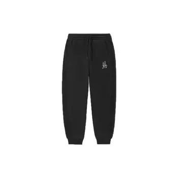 Футболка Li Ning Basketball Series с нашивкой на логотипе, флисовые свободные прямые повседневные брюки, женские брюки, черный цвет AKLRB08-2 XL