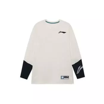 Футболка Li Ning Cba Series Training Color Block с круглым вырезом и коротким рукавом, с заниженной линией плеч, мужские топы, облачно-белого цвета ATLR101-1 XXXL