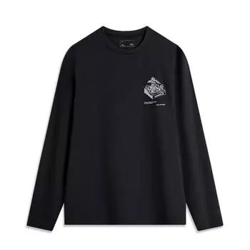 Футболка Li Ning CF Dragon In The Wild однотонная повседневная с круглым вырезом и длинным рукавом, мужские топы, черная ATLU111-2 XL