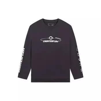 Футболка Li Ning CF Mars Letter Print, однотонная, с круглым вырезом и длинными рукавами, унисекс, цвет «земля-серый» ATLS095-2 M