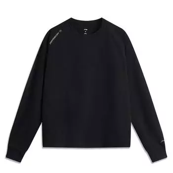Футболка Li Ning CF Series с круглым вырезом, удобная, дышащая, свободная, с длинным рукавом, женская, черная ATLU158-2 S