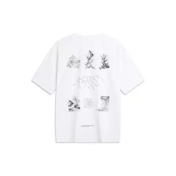 Футболка Li Ning Cf Su Long In The Wild Back Pattern Printed Quick-Dry Cool с круглым вырезом и коротким рукавом для мужчин, стандартная белая ATSU627-2 M