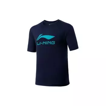 Футболка Li Ning Classic Series с логотипом и буквенным принтом, быстросохнущая, унисекс, с коротким рукавом, чернильно-синего цвета ATSU493-6 XS